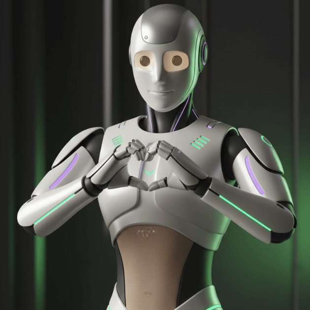 Robotas vaizduoja meilės ženklą rankomis